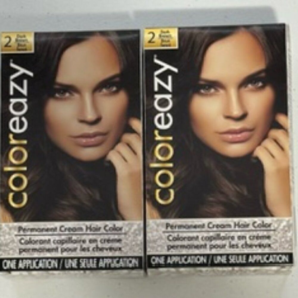 NEW Set of 2 Color Eazy Permanent Cream Hair Color Dark Brown